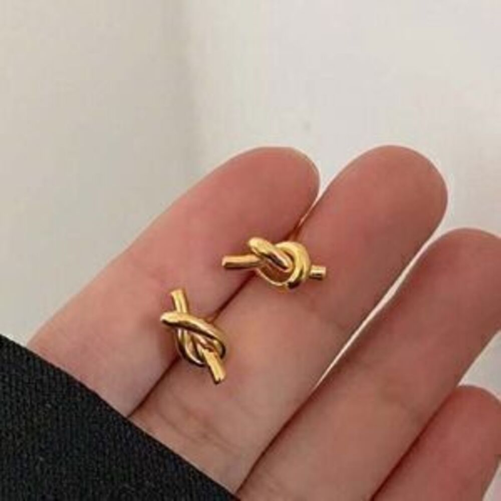 Gold Plated Knot Stud Earrings Y2K Trendy